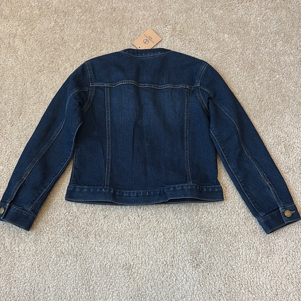 NWT Lands End Girls Denim Jean Jacket - Antique Dark Wash - Size S 7-8 - Picture 5 of 6